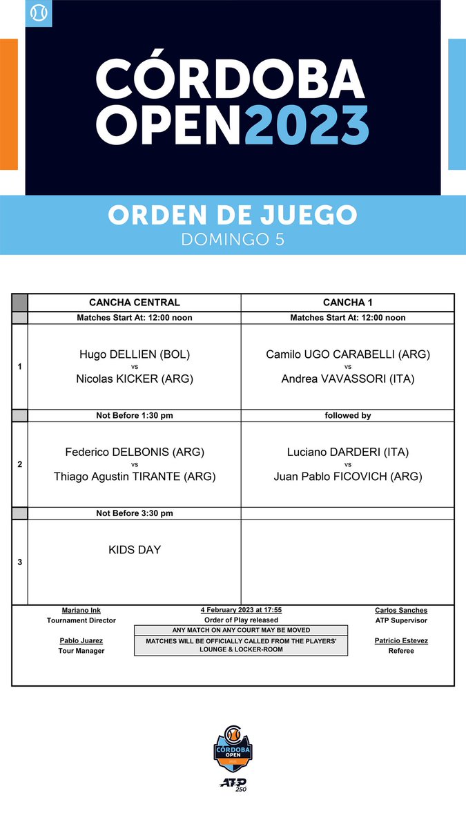#CórdobaOpen2023 ¡Ya comenzó el día 2! 🎾

➡️Hoy se definen los cuatro jugadores que jugarán el cuadro principal.

¡El mejor tenis está en #Córdoba!
🎟️Hoy también entrada libre y gratuita.