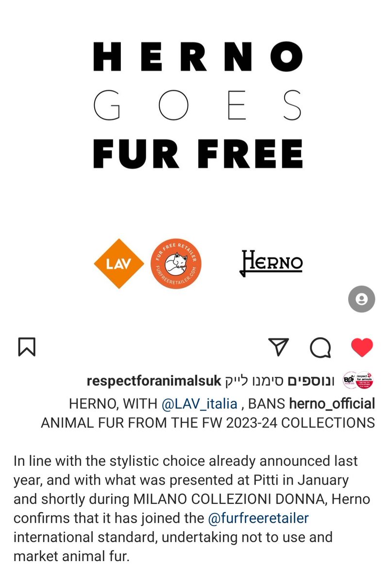 One more to go from last week. #Herno goes #FurFree  #instagram #repost from @Respect4Animals 
#makefurhistory #BanBloodFashion #AntiFurCoalition @IAFC_FurFree