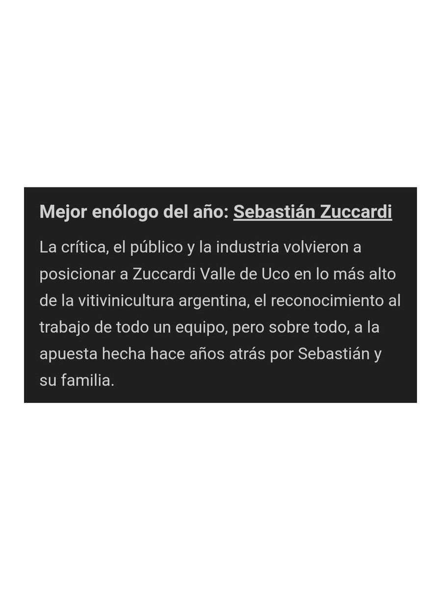 🎖️ Mejor enólogo del año: Sebastián Zuccardi
La crítica, el público y la industria volvieron a posicionar a Zuccardi Valle de Uco en lo más alto de la vitivinicultura argentina, el reconocimiento a todo un equipo y sobre todo, a la apuesta hecha por Sebastián y su familia. [6/12]