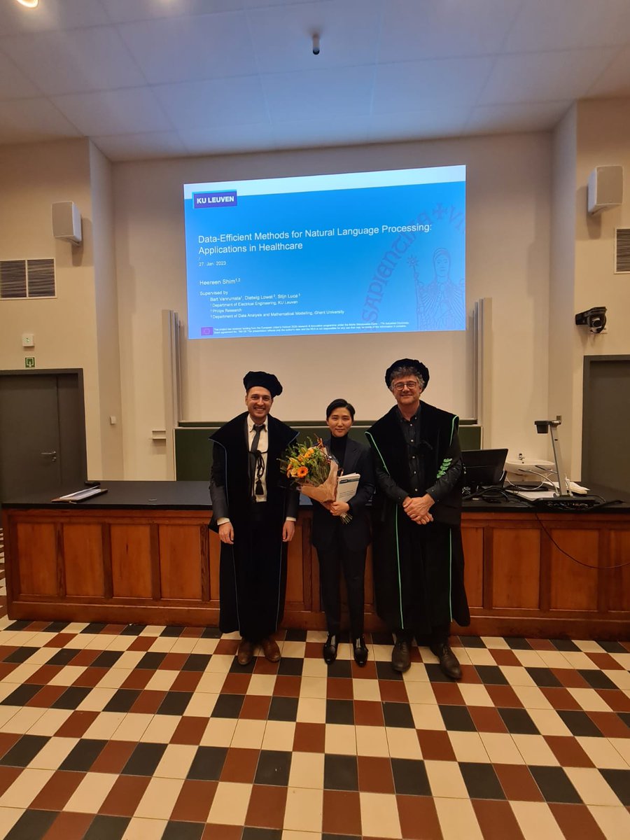 Bart Vanrumste (@bartvanrumste) on Twitter photo Congrats to dr Heereen Shim on her new PhD degree!
Title: Data-Efficient Methods for Natural Language Processing Apps in Healthcare.
A result of a fruitful collaboration with <a href="/PhilipsResearch/">Philips Research</a> in ITN HEART heart-itn.eu
<a href="/eMediaResearch/">eMedia Research Lab</a>
<a href="/LeuvenAi/">Leuven.AI</a>
<a href="/HeartProjectITN/">HEART Project</a> Congrats to dr Heereen Shim on her new PhD degree!
Title: Data-Efficient Methods for Natural Language Processing Apps in Healthcare.
A result of a fruitful collaboration with <a href="/PhilipsResearch/">Philips Research</a> in ITN HEART heart-itn.eu
<a href="/eMediaResearch/">eMedia Research Lab</a>
<a href="/LeuvenAi/">Leuven.AI</a>
<a href="/HeartProjectITN/">HEART Project</a>