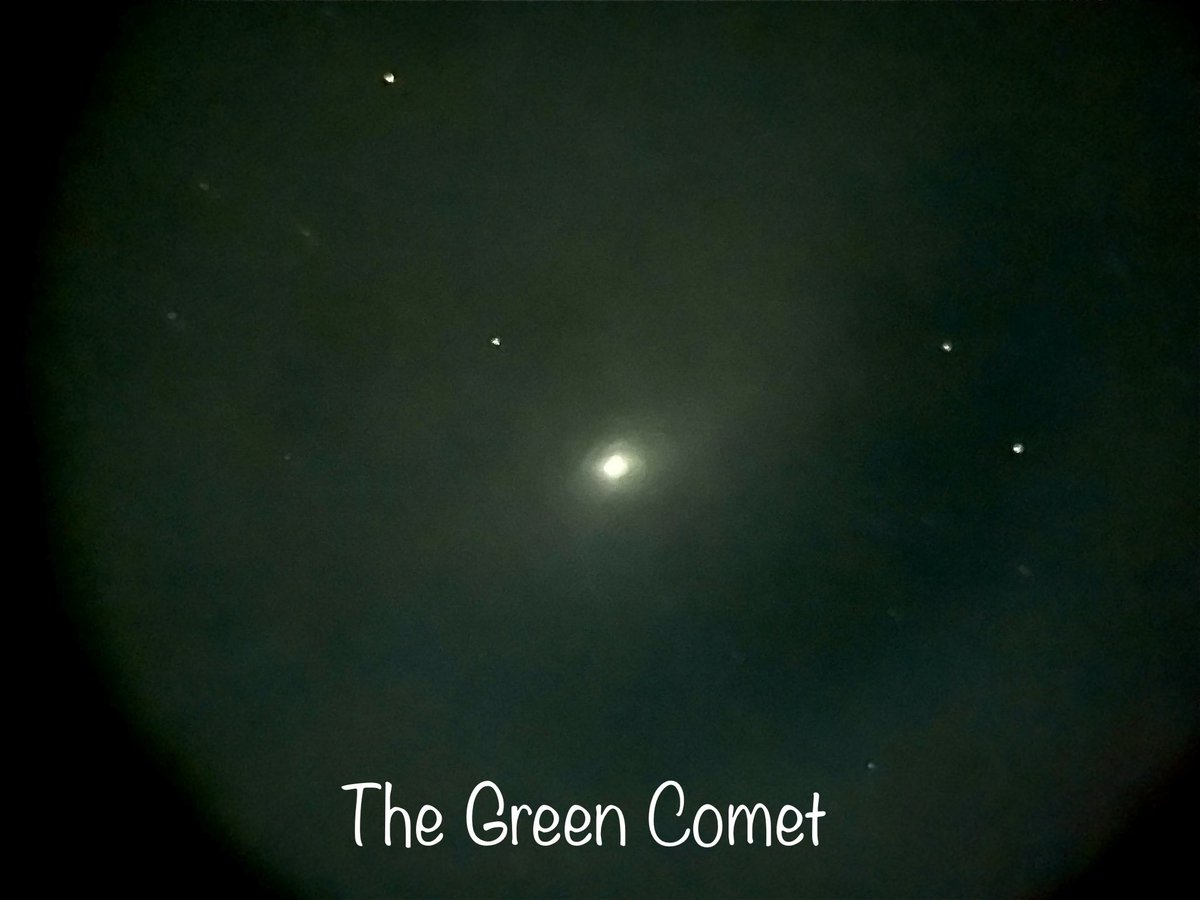 mrcontephysics's tweet photo. Very cold nights at the observatory this week, but I got a chance to see the Green Comet (it was very faint to the naked eye even with the telescope), and also here is the nearly full “snow” moon (without the snow). 🔭 https://t.co/WbmolKyg74