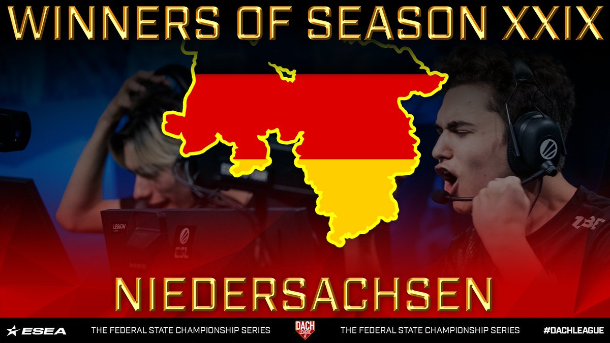 ESLGermany's tweet photo. Team @NiedersachsenCS ist der neue #DACHLEAGUE Champion! 🏆

🏆 @NiedersachsenCS
��� @RLP_CSGO
🥉 #Mecklenburg-Vorpommern

GGWP https://t.co/EF9i3KwADi