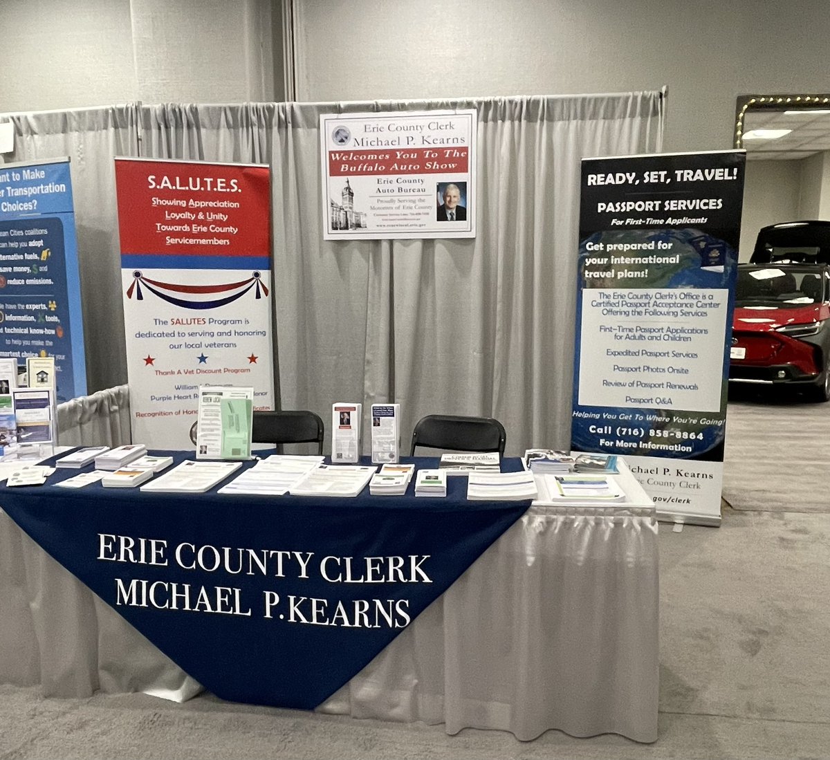 ErieCountyClerk's tweet photo. Today is the last day for the @buffautoshow- doors open at 10. 

Roll into the #EnergyZone and see our #ClerkOnTheGo team for info on #passports, #DMV info and other service the @ErieCountyClerk provides! 

See you at the #BuffaloAutoShow‼️ https://t.co/5yp0OuI1fx
