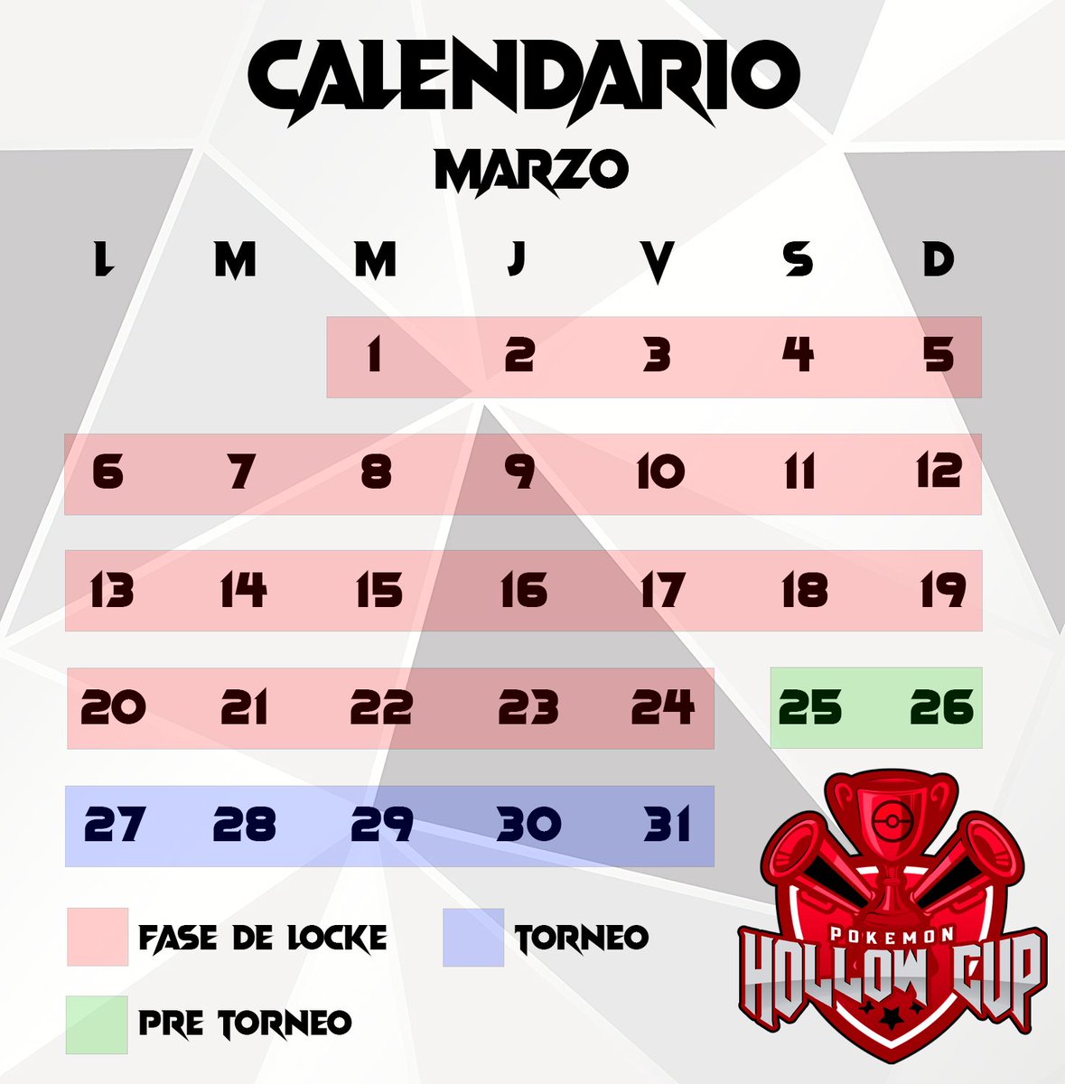 📅 CALENDARIO DE LA POKÉMON HOLLOW CUP📅

Algo teníamos que hacer hasta que comenzaran las ligas… Pronto más noticias no se lo pierdan.

#HollowGG | #Pokemon | #twitch | #streamer