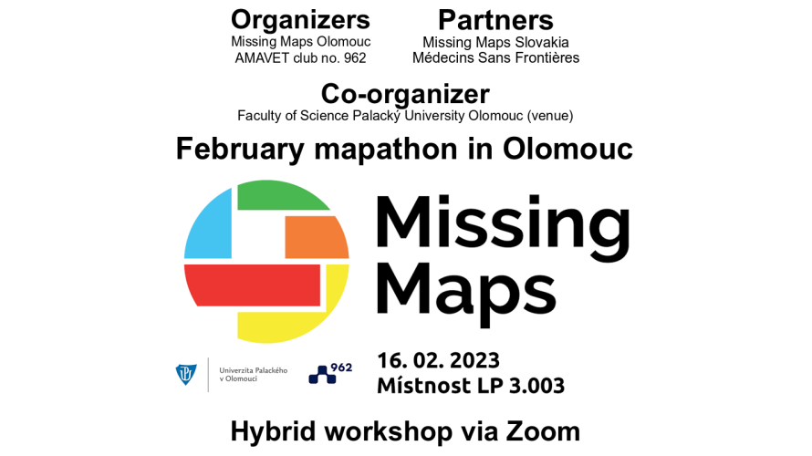 missingmaps_sk's tweet photo. On February 16 #MissingMaps #Olomouc with @amavet962, @missingmaps_sk and @MSF_czech are preparing the hybrid @TheMissingMaps #mapathon in Czech and Slovak languages at Faculty of Science Palacký University @UPOlomouc and also via @zoom. Registration: https://t.co/BMUaQEKRz9 https://t.co/cE4ut7L9gf