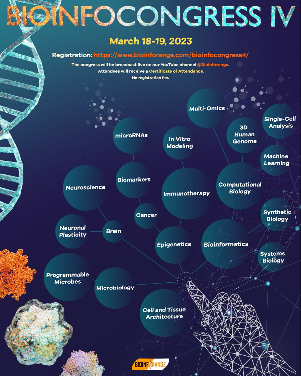 📢
We are thrilled to share the detailed program of #Bioinfocongress IV (online, March 18-19, 2023).
🧬
#Bioinfocongress IV (çevrimiçi, 18-19 Mart 2023) kongresinin detaylı programını sizlere mutlulukla sunuyoruz! 
🧡
Registration (No Fee)/Ücretsiz Kayıt:
bioinforange.com/bioinfocongres…