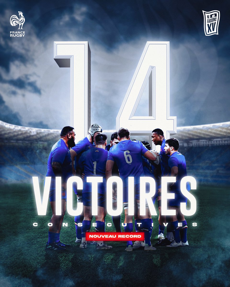 FranceRugby's tweet photo. ✨ Nouveau record pour le #XVdeFrance ! #ITAFRA #NeFaisonsXV https://t.co/C0Itpv4hDV