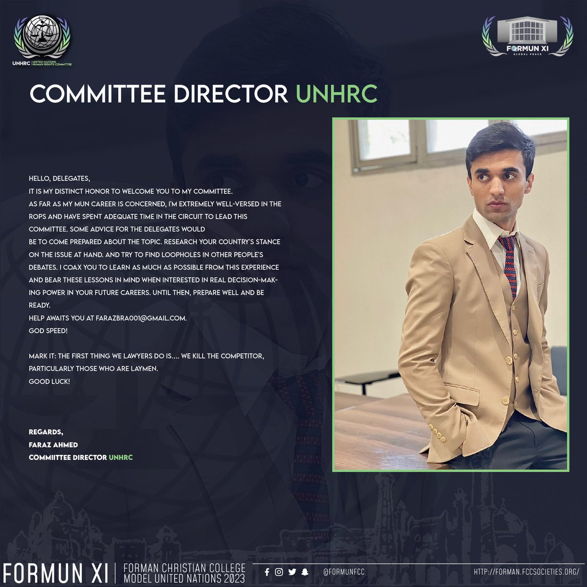 formun_society's tweet photo. We are thrilled to announce the introduction of our next addition to the MUNs experience: top-notch committee directors. Get ready to elevate your delegation game with the knowledge and valor that all our committee chairs have to offer.
#ModelUN #DelegateLife
#UnitedNations. https://t.co/aWfjcxsQ82