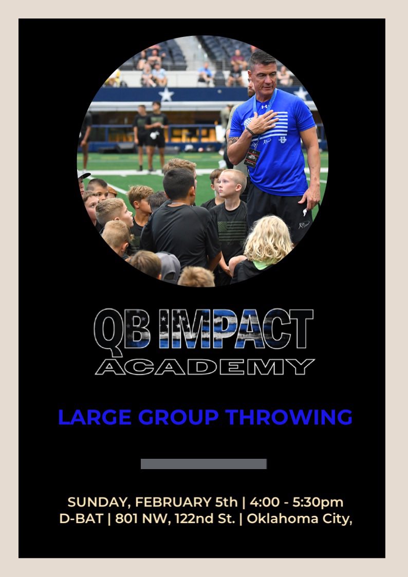 QB Impact (@qbimpact) on Twitter photo QB IMPACT - Large Group Throwing
🔊ALL QB’s, WR’s, RB’s & TE’s
You decide??
If you ready to #WORK, I’ll see you 3:59pm!! ~ <a href="/CoachGeorge5/">Tom George</a>
INFO ⬇️ QB IMPACT - Large Group Throwing
🔊ALL QB’s, WR’s, RB’s & TE’s
You decide??
If you ready to #WORK, I’ll see you 3:59pm!! ~ <a href="/CoachGeorge5/">Tom George</a>
INFO ⬇️