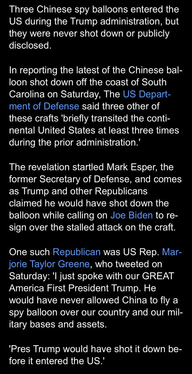 emeriticus's tweet photo. The fact three Chinese balloons entered US airspace under Trump but were never publicly discussed let alone shot down makes me think there’s more going on. Until 2020 the US had a program that allowed participants, including Russia, to spy on each other to reduce the risk of war. https://t.co/McwGo12BA6