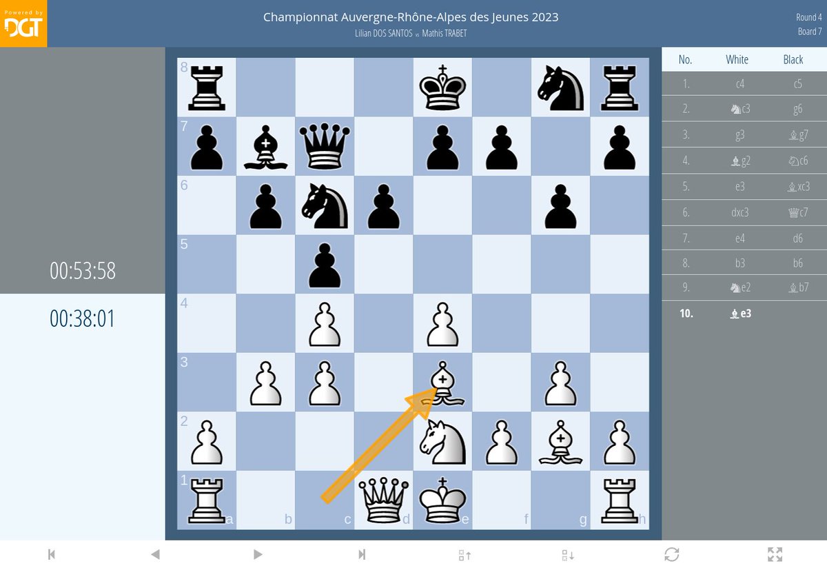 #ChampionnatARAJeunes : Ronde 4, dans l’Open Cadets/Juniors c’est l’heure du choc entre les deux têtes de séries Mathis Trabet contre Lilian Dos Santos tous deux invaincus encore 💥 

2 joueurs de <a href="/EcCorbas/">Echecs club Corbas Mions</a> qui s’affrontent table 1, à suivre en direct !