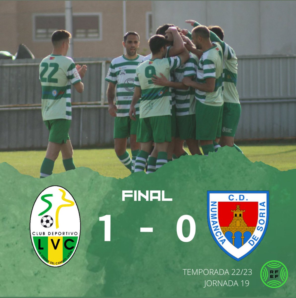 ⏱️ 𝗙𝗜𝗡𝗔𝗟 en Los Dominicos 

<a href="/cdlavirgen/">CD Virgen del Camino</a> // 1️⃣ 
<a href="/cdnumancia/">CD Numancia</a> “B” // 0️⃣ 

#VamosVerdes💚🤍 | #JuntosHacemosElCamino | #LaVirgenNumanciaB