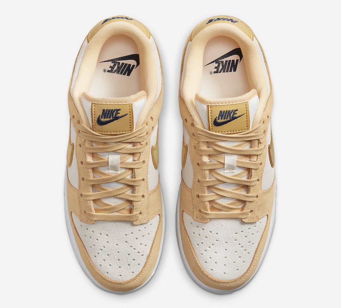 Sneakerologue's tweet photo. Images officielles de la Nike Dunk LX “Gold Suede” ! https://t.co/luQieGMKrn
