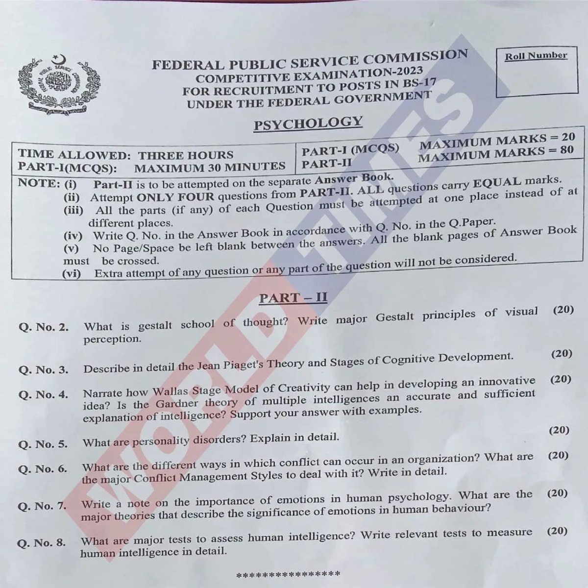 Writing_loverr's tweet image. CSS 2023 (Psychology) Paper

#css #cssaspirants2023 #csspaper #psychology #css2023 #css2024