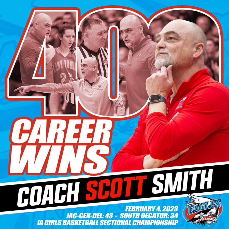 With their sectional championship, <a href="/JCDSports/">JCD Sports</a>  Coach <a href="/basketballzen/">Scott Smith</a> earned his 400th coaching victory.  Congratulations Coach Smith on this milestone in your career!

<a href="/IHSAA1/">IHSAA</a> <a href="/indyhsscores/">IndyStar HS Sports</a> <a href="/PGHIndiana/">Prep Girls Hoops Indiana</a> <a href="/indianahoopscom/">🏀 IndianaHoops.com 🏀</a>