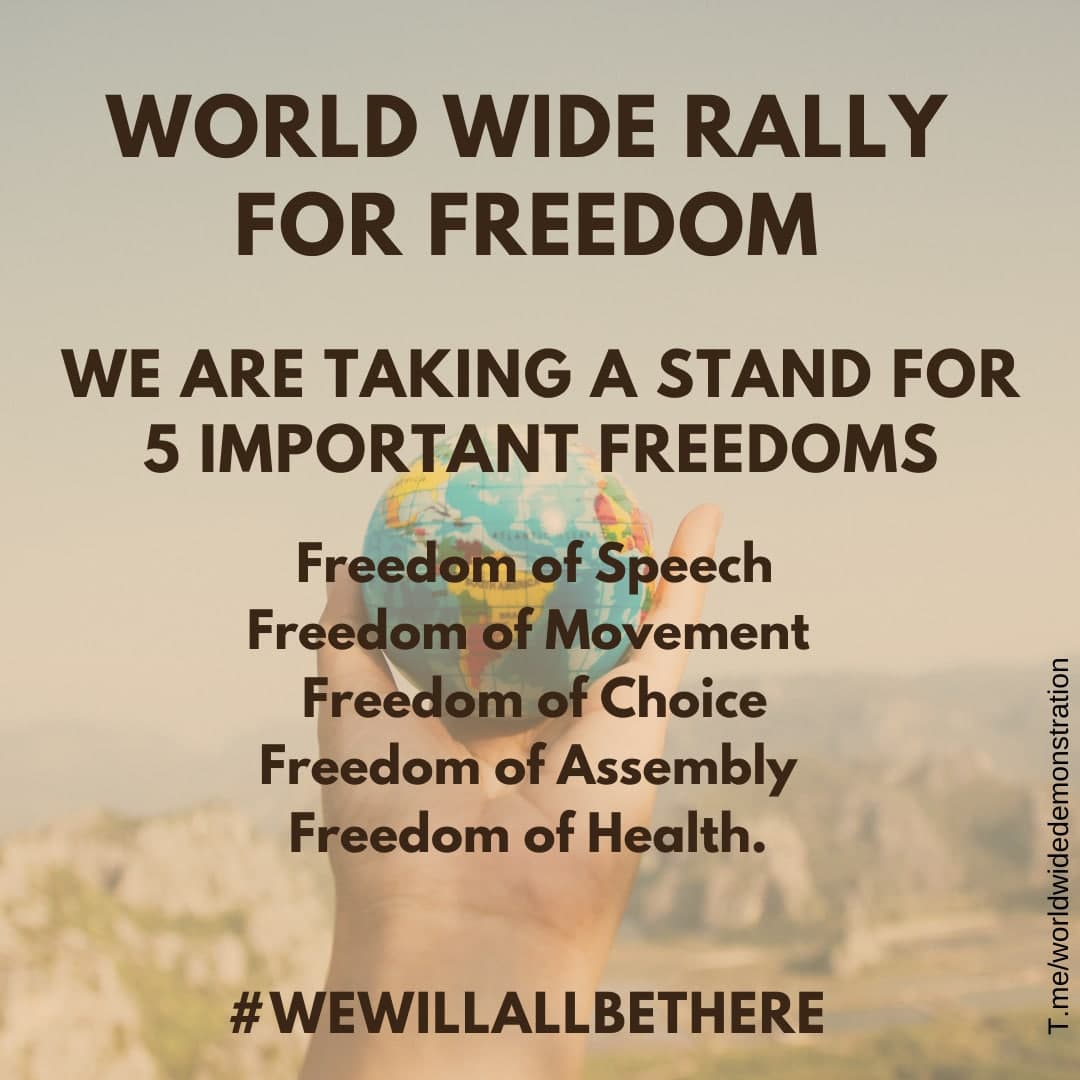 🌏 WorldWideFreedomRally.com
WORLD WIDE RALLY FOR FREEDOM 11.0
🌏🌎🌍
#wewillALLbethere 
📅 February 18, 12-4 PM
#Canada
#Calgary
#Edmonton
#Halifax
#Ottawa
#Saskatchewan
#Toronto
#Vancouver
#VictoriaBC
#UnitedStates
#Houston
#CarsonCity
#LasVegas
#SanDiego
#OlympiaWA
#NewYorkCity