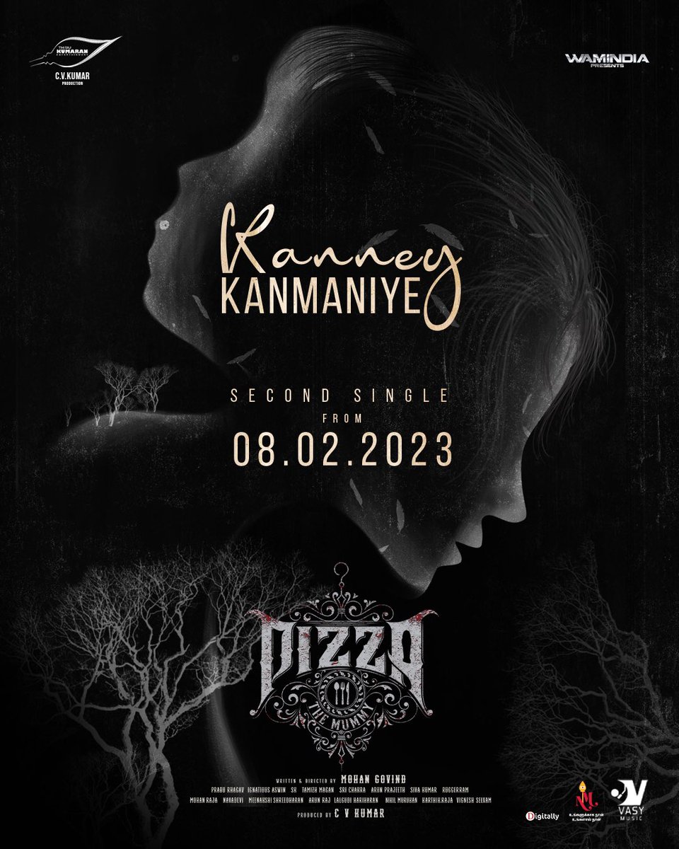 C V Kumar (@icvkumar) on Twitter photo Prepare yourself for the soulful melody #KanneyKanmaniye ☺️ from #Pizza3TheMummy, releasing on Feb 8.
✍️ <a href="/Lyricist_Mohan/">mohanrajan Lyricist</a>
<a href="/icvkumar/">C V Kumar</a> <a href="/MohanGovind8/">MohanGovind</a> <a href="/AshwinKakumanu/">Ashwin Kakumanu</a> <a href="/kaaliactor/">Kaali Venkat</a>
<a href="/AnupamaKumarONE/">Anupama Kumar</a> <a href="/gauravnarayanan/">Gaurav narayanan</a> <a href="/arunrajmusic/">AGR</a> <a href="/onlynikil/">Nikil Murukan</a> <a href="/IgnatiousAswin/">Ignatious Aswin</a> <a href="/vasymusicoffl/">Vasy Music</a> <a href="/digitallynow/">Digitally</a> Prepare yourself for the soulful melody #KanneyKanmaniye ☺️ from #Pizza3TheMummy, releasing on Feb 8.
✍️ <a href="/Lyricist_Mohan/">mohanrajan Lyricist</a>
<a href="/icvkumar/">C V Kumar</a> <a href="/MohanGovind8/">MohanGovind</a> <a href="/AshwinKakumanu/">Ashwin Kakumanu</a> <a href="/kaaliactor/">Kaali Venkat</a>
<a href="/AnupamaKumarONE/">Anupama Kumar</a> <a href="/gauravnarayanan/">Gaurav narayanan</a> <a href="/arunrajmusic/">AGR</a> <a href="/onlynikil/">Nikil Murukan</a> <a href="/IgnatiousAswin/">Ignatious Aswin</a> <a href="/vasymusicoffl/">Vasy Music</a> <a href="/digitallynow/">Digitally</a>