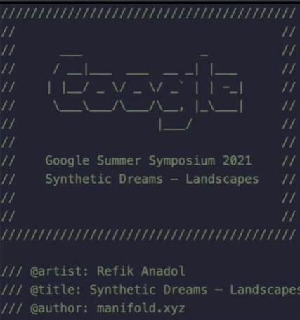 rain41's tweet photo. Synthetic Dreams 🏞️
- Refik Anadol 👍

Google Quantum AI
Google Summer Symposium 2021

by @refikanadol @manifoldxyz 

Landscapes — 01111101111000110101001101010100010011111001000001111

got information from
Big fan of RAS(Refik Anadol Studio)
@chacha9946 https://t.co/Qrc8ZKDWtO