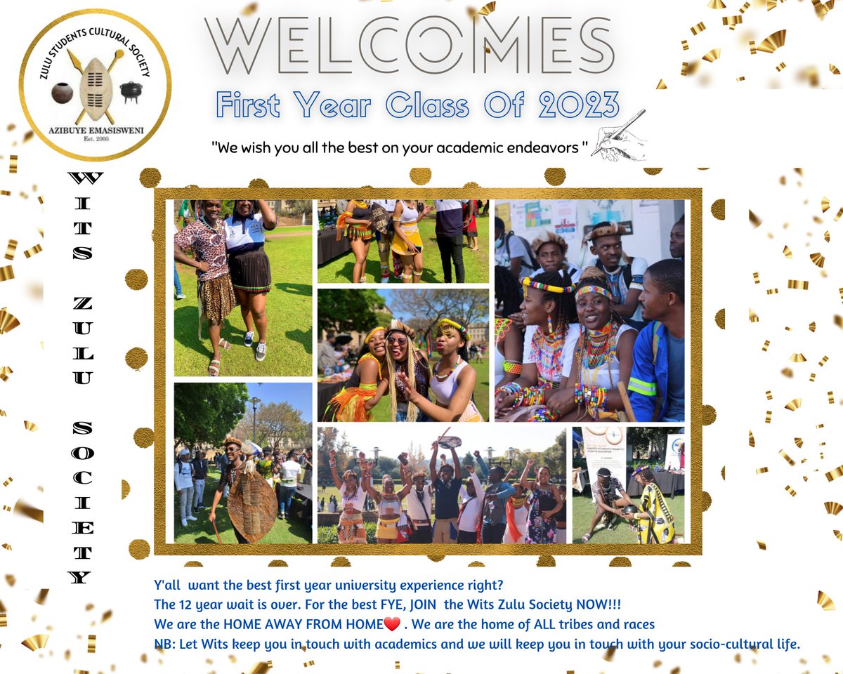Wits Zulu Society welcomes all 1st year students to the Wits family. #WitsForGood #Witsie4life #Witsfamily #ProudlyWits #WZSRecruitmentDrive #ZuluSocietyOrNothing #Woza1kMembers