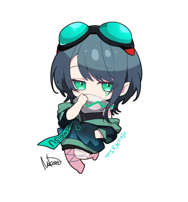寿甘さん【  】のお宅のデメニギスちゃん描かせて頂きました!ピクスケも来てくださってありがとうございました〜! #リプ来たよその子をデフォルメイラストで描く 