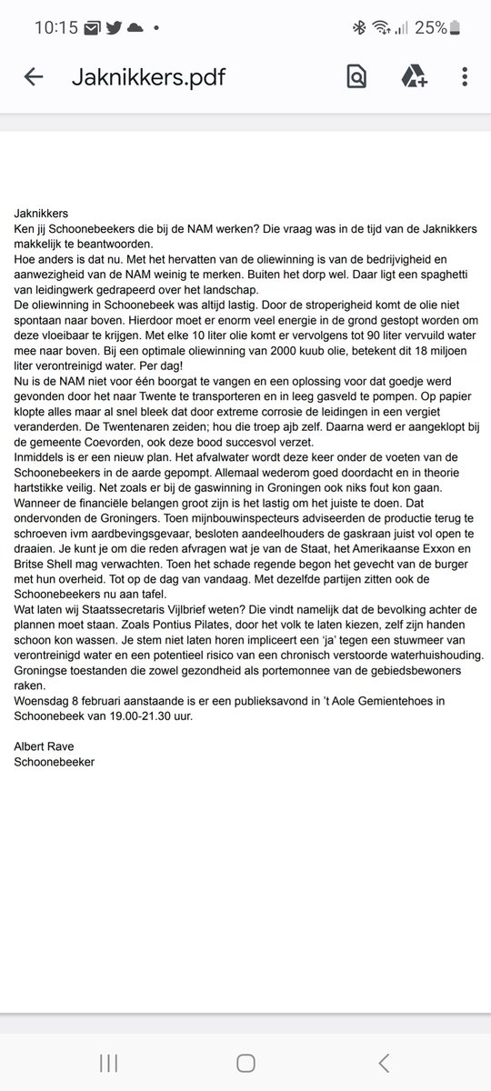 Ingezonden brief.