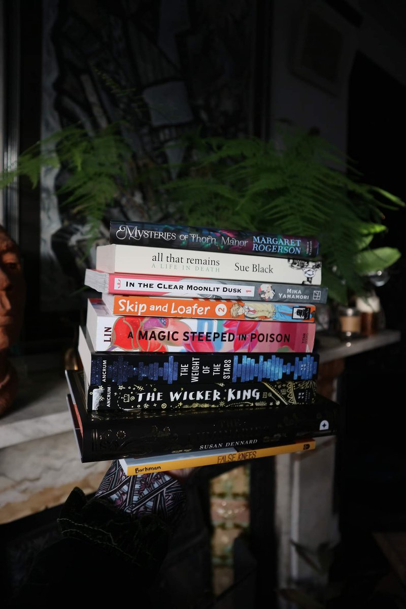 Book stack for January reads! (Although Nona the Ninth is missing cause I audiobooked - amazing by the way, some of the best narration I've encountered, and The Six Deaths of the Saint cause that's digital)

An excellent start to the year 😌 Do you have a favourite read from Jan?