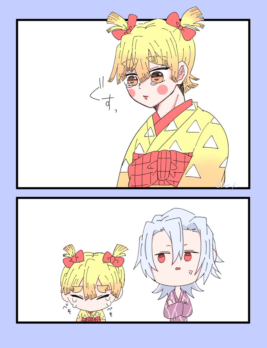 じゅりさんがTwitterに投稿した我妻善逸(鬼滅の刃)のイラスト。