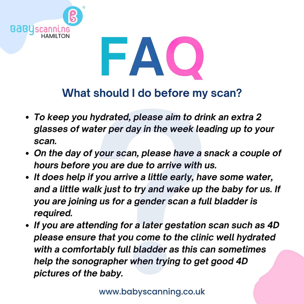 4D_BabyScanning's tweet photo. FAQ's about the way we run things at @BabyscanningHamilton👶

Comment down below any more questions you have, and we will be more than happy to answer 🙂

For Further details:
🌐https://t.co/XLxMA4hlzX https://t.co/TjxRTLPMdm