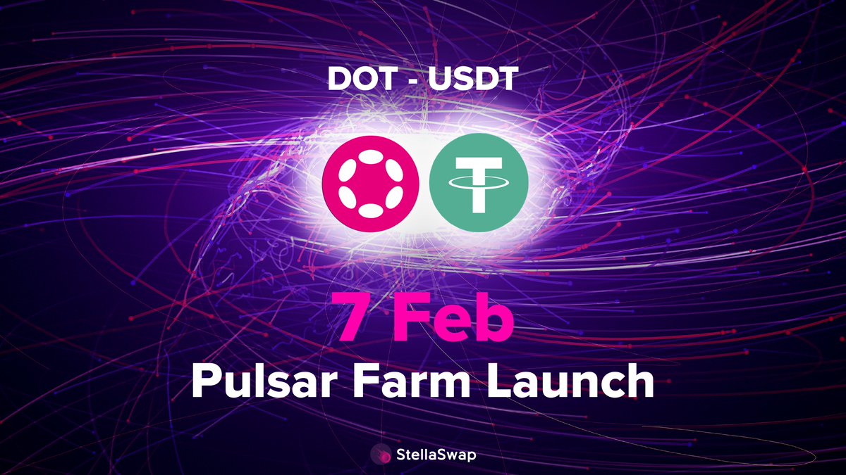 $DOT - $USDT farm will go live on <a href="/MoonbeamNetwork/">Moonbeam Network</a> in 48 hrs! 🎊🔥

The most popular trading pair on #CEXs will finally list on a native #DEX. Trade $DOT with transparency &amp; decentralization🫂

Launching on the first concentrated liq. AMM on <a href="/Polkadot/">Polkadot</a>: Pulsar. Why? 🧵👇