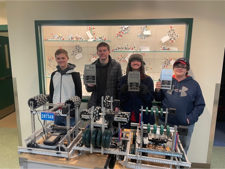 At todays competition, Kaegan York (team 20734A) received the judges award, and Noah Nickerson and Ian Dutra were tournament champions (for the second time), lastly Landon Hoskins and Anakin Calabrese ranked 5th (team 20734B).