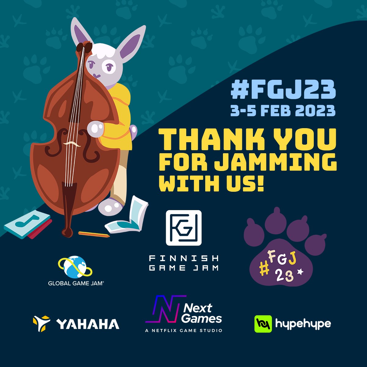FinnishGameJam's tweet photo. Thank you for jamming with Finnish Game Jam 2023! 🎮 It has been the biggest jam in several years with over 1000 sign ups! 🥳🙏🤩 See you again next year! #FGJ23 #GGJ23 #FGJ #indiedev #gamejam https://t.co/m8KFbDtPn2