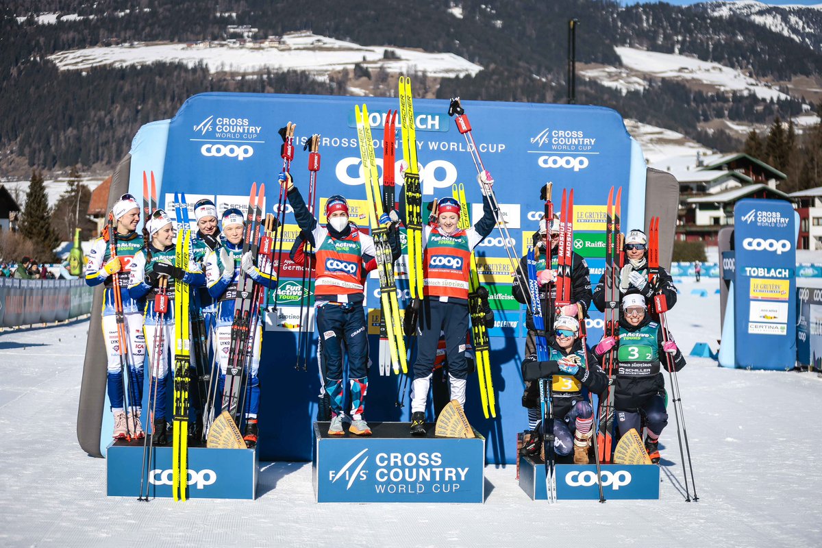 U.S. Ski & Snowboard Team (@usskiteam) on Twitter photo USA THIRD IN THE TOBLACH TEAM RELAY 🇺🇸 🤘🏻
<a href="/jessdiggs/">Jessie Diggins</a>, <a href="/rosiewbrennan/">Rosie Brennan</a>, Hailey Swirbul, <a href="/juliakernski/">Julia Kern</a> = Dream team.
Face glitter on point, too 🥳 USA THIRD IN THE TOBLACH TEAM RELAY 🇺🇸 🤘🏻
<a href="/jessdiggs/">Jessie Diggins</a>, <a href="/rosiewbrennan/">Rosie Brennan</a>, Hailey Swirbul, <a href="/juliakernski/">Julia Kern</a> = Dream team.
Face glitter on point, too 🥳