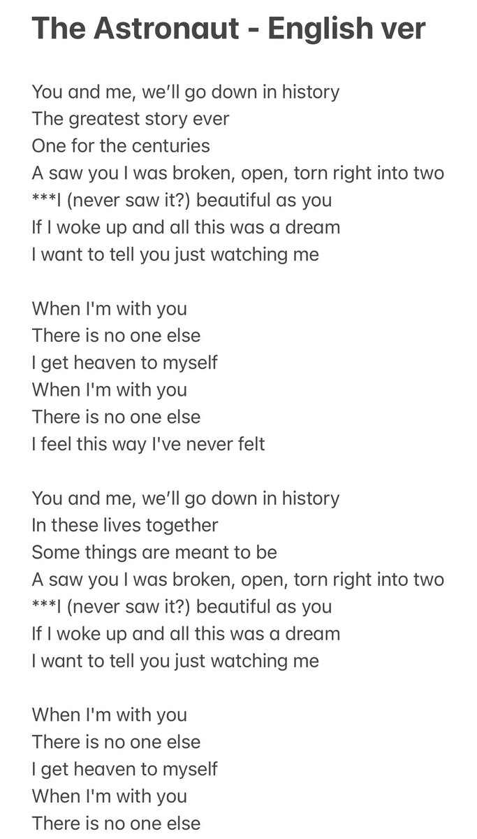 SuekJinsrose's tweet photo. I’m crying again… 😭 this has the English lyrics.. thank you  @coldplay #coldplaysnl #theastronaut #btsjin we are all missing you.

Coldplay: The Astronaut (Live) https://t.co/nXIzP6OJ6U via @YouTube

Posted it on my IG acc too 💜🐙 I am not quite sure ab that one line *** https://t.co/vAalpJJjyr