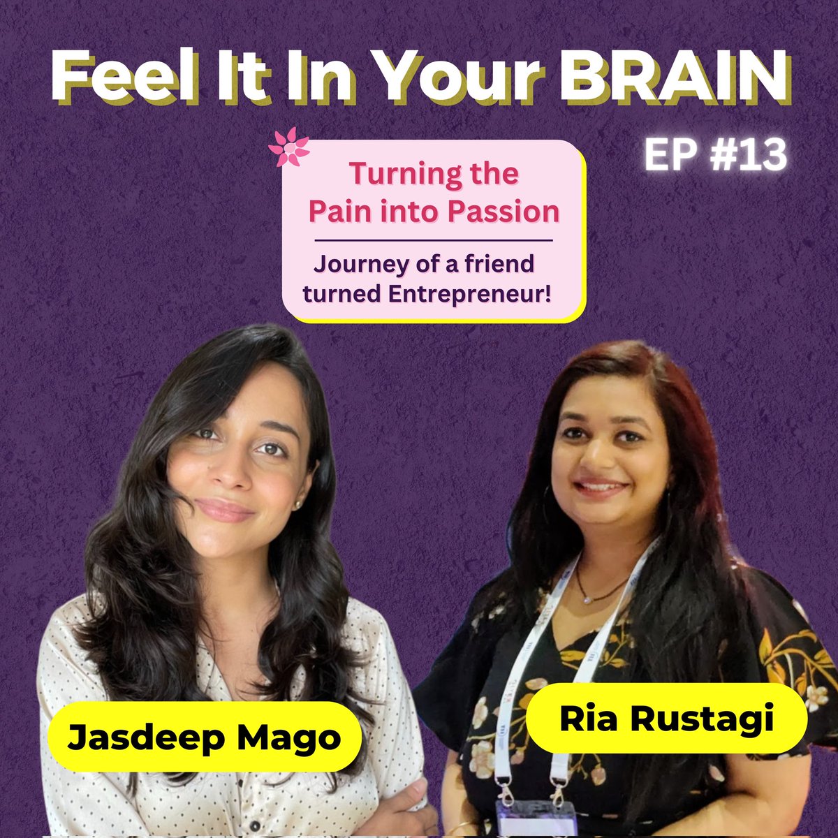 In our latest episode of "Feel It In Your Brain", Ria Rustagi gets in conversation with Jasdeep Mago, Co-founder of Invisible Illness to talk about her journey of turning pain into passion, wellness at workplace and bust myths around mental health, therapy, &amp; measures.  (1/2)