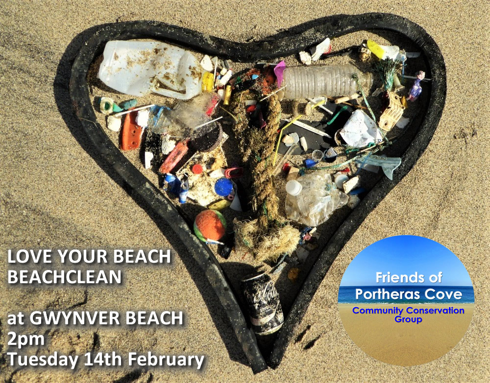 As part of @YSbeachrangers and @Cornish_PPC #LoveYourBeach week we're hosting a beachclean at Gwynver Beach nr Sennen on Tuesday 14th Feb at 2pm