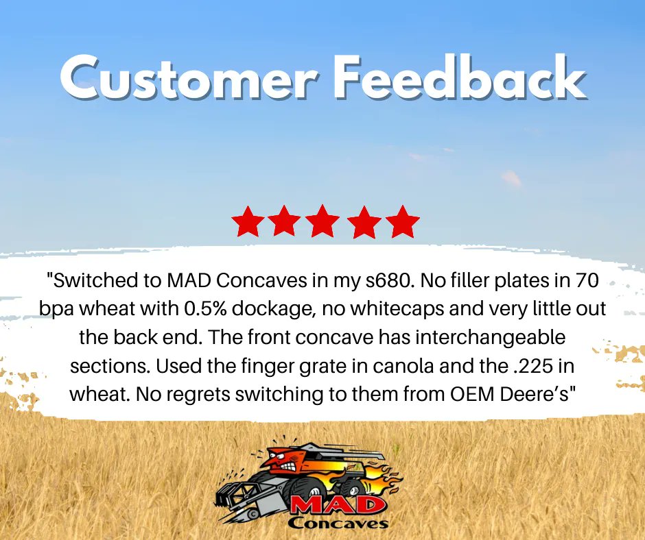 Stumbled across this post on the Combine Forum. We always appreciate feedback and love hearing from farmers who have used our concaves and have noticed a difference in the quality of their crop.
⭐️ ⭐️ ⭐️ ⭐️ ⭐️

#testimonial #review #concaves #harvest