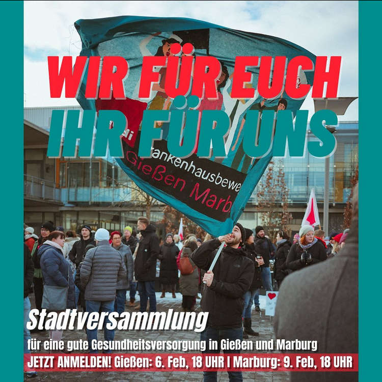 #UKGM: Wenn der große #Krankenhausstreik kommen sollte, wird ihn eine ganze Region führen - und gewinnen. Deswegen laden die Beschäftigten der Krankenhausbewegung die Menschen in #Mittelhessen zu Stadtversammlungen.

Thread (1/X)
