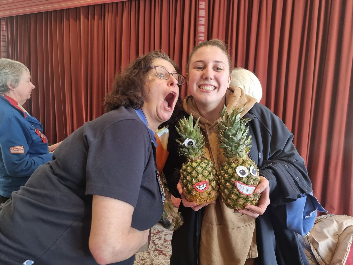 Leaders have fun too.
 It's amazing the hilarity and fun 2 pineapples cause.
<a href="/GirlguidingScot/">Girlguiding Scotland</a> <a href="/GGMidlothian/">GGMidlothian</a>