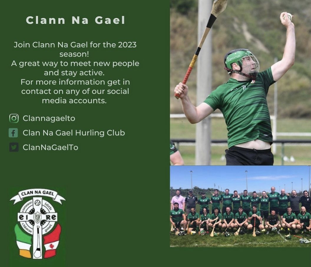 PerryLGray's tweet photo. Interested in playing Hurling this summer? The @Toronto_GAA season is a few months away and teams are recruiting including @ClanNaGaelTO. https://t.co/w7vmSaVEeH