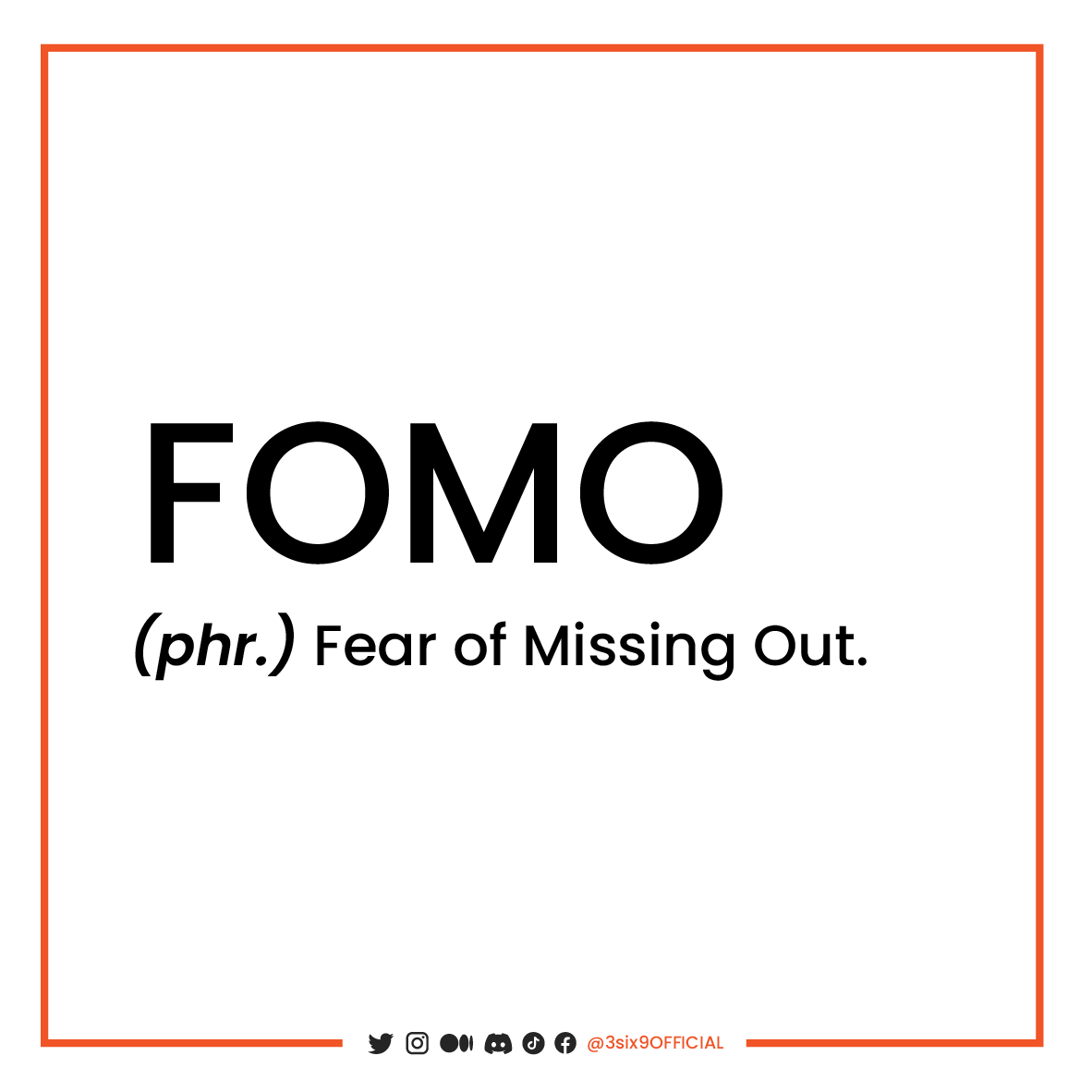 WORD OF THE DAY ⚡

Join the NFT revolution and don't let FOMO hold you back from owning unique digital assets 💎 

#3six9 #WOTD #NFT #FOMO #Aurora #NEAR #web3community #MondayMotivation