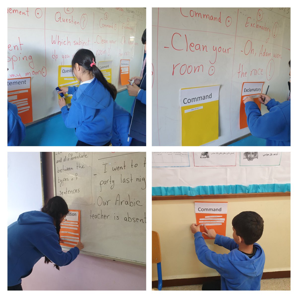 Grade 3 learners differentiated between the different types of sentences #Four Corners Activity <a href="/MakAishaSchool/">MakAishaSchool</a> <a href="/mayawehbi8/">Maya Wehbi</a>