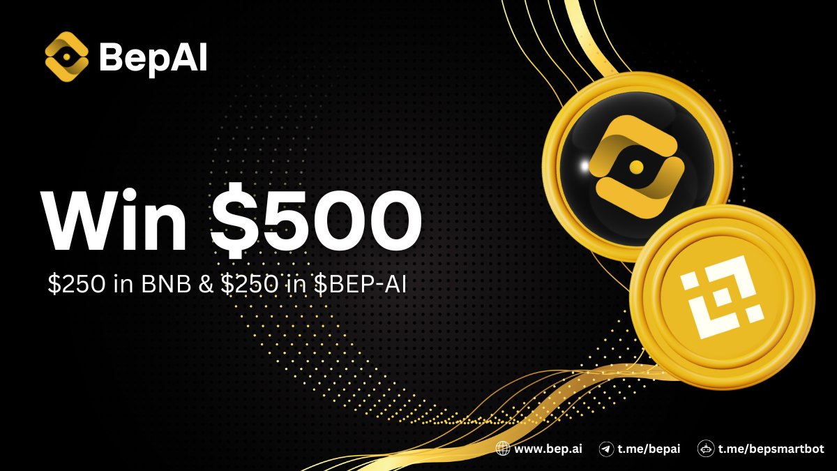 We are giving away $500! Our Fairlaunch starts tomorrow!

Presale: pinksale.finance/launchpad/0x35…

$250 in BNB and $250 in BEP-AI to two lucky winners!🥇

ENTER NOW FOR A CHANCE TO WIN:
✔️Follow 
✔️❤️Like + 🔁Retweet
✔️Tag 3 friends
✔️Join t.me/bepai

#bnb #giveaway