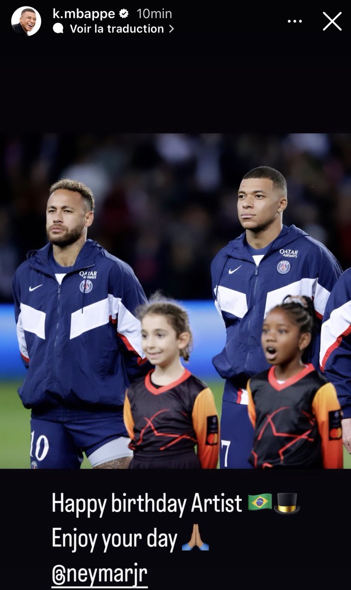 psgcommunity_'s tweet photo. 📲 Le message de Kylian Mbappé pour Neymar: Joyeux anniversaire l’artiste 🇧🇷🎩 Profite de ta journée! 🙏 » 

#NEYBAPPÉ 🥳🇧🇷🇫🇷 https://t.co/rjTkP5iLNt