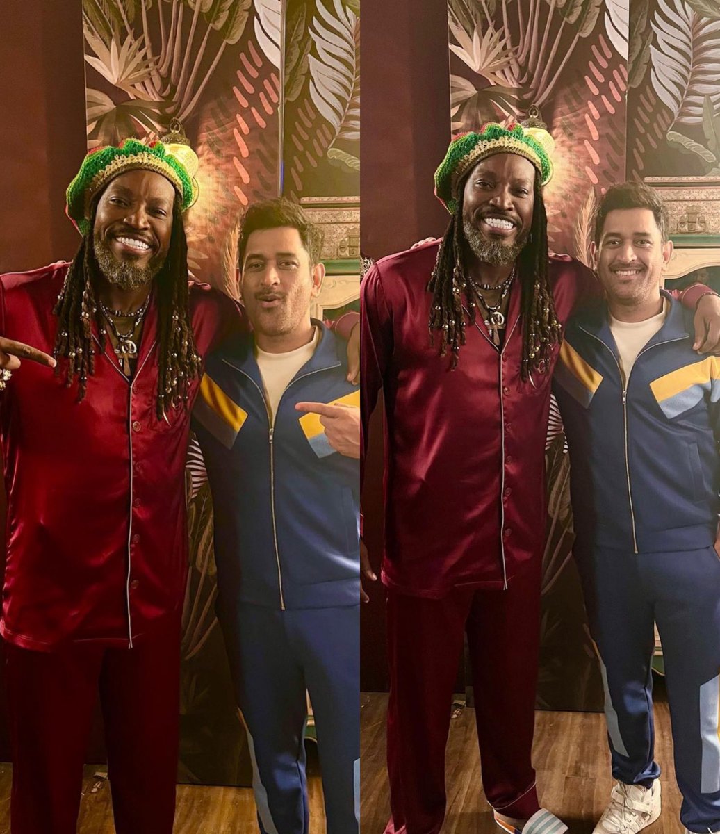 MS Dhoni and Chris Gayle during a shoot in mumbai. 

#Dhoni #gayle #shootdiaries
