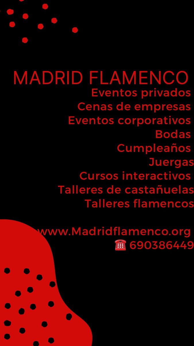 Madrid flamenco, el evento perfecto.
Todo para tu fiesta flamenca.
<a href="/Madrid_Flamenco/">MADRID FLAMENCO</a> 
madridflamenco.org 
#evento #event #madrid #madridflamenco #tablao #eventopeivado #cenadeempresa #eventoscorporativos #flamencoenmadrid #viajamadrid #conocemadrid #todoflamenco