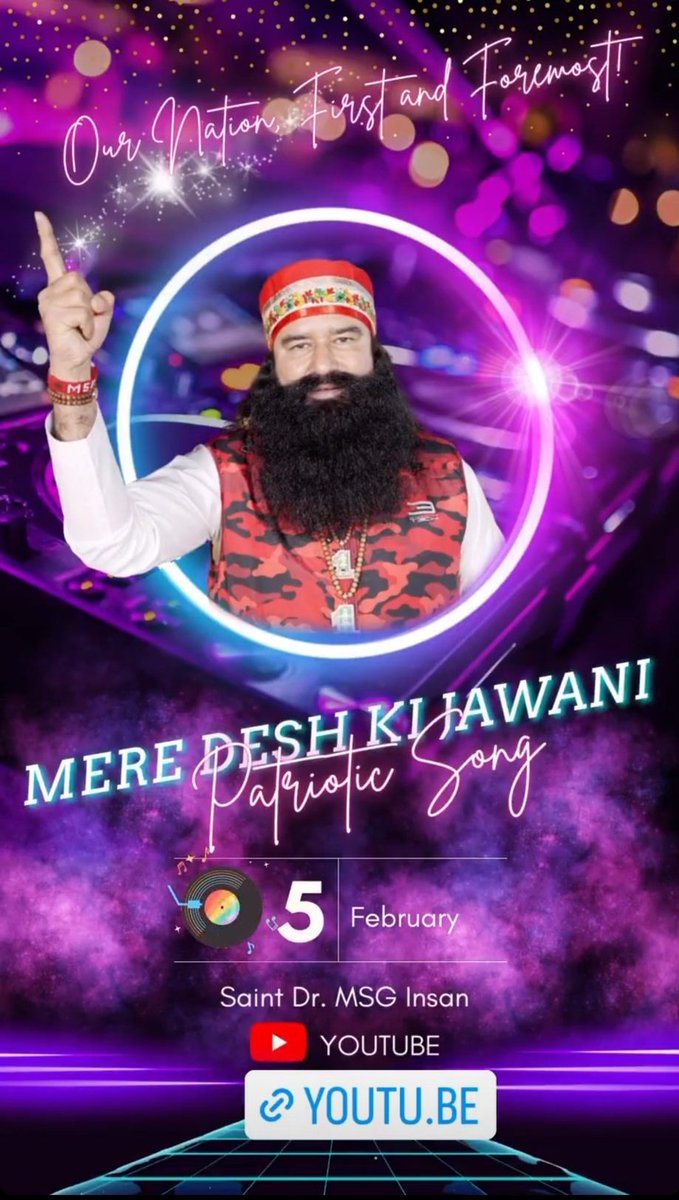 New #PatrioticSong out now written and composed by Saint Gurmeet Ram Rahim Ji Insan #MereDeshKiJawani. This song motivate the youth of our country to use their energy in sports, science and good deeds.