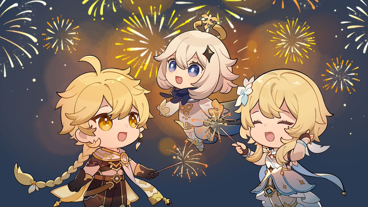 BigbroAether's tweet photo. 🎆🎇🎆
☀️💫🌟

" อุว้าว--!! พวกเธอดูสิสว่างไสวละลานตาไปหมดเลย---ไพม่อนมองไม่ทันเลยว่ามีลวดลายอะไรบ้าง! "

" ฮ่ะๆ--, ถ้ามีพลุลายไพม่อนด้วยก็คงเจ๋งไปเลยเนอะ! "

" ว๊าาา! แบบนั้นต้องเป็นพลุที่เสียงระเบิดดังลั่นไปทั้งTeyvat แหงๆ "

" เฮ้--!! "

💫 https://t.co/6U0xeI6J2Z