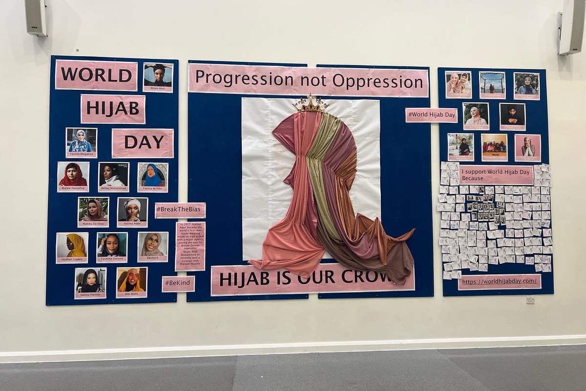 Last week, we celebrated @WorldHijabDay at work with the students. I faced islamaphobia at school where other children would pull my hijab down, call me names and tell me to go back to where I came from (I was born here). It all. made me feel like I didn’t belong.