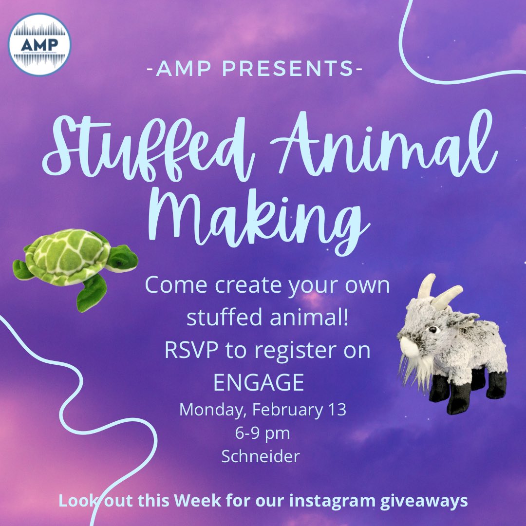 ampatcapital's tweet photo. The time has Come! STUFFED MAKING is a week away! 

Join us next Monday in Schneider for Stuffed Animal Making 6-7 PM! Make sure to RSVP on Engage or use the link in our bio! 

Stay tuned everyday on our Instagram for giveaways!

#ampatcapital2023 https://t.co/aVqaXSHCvE