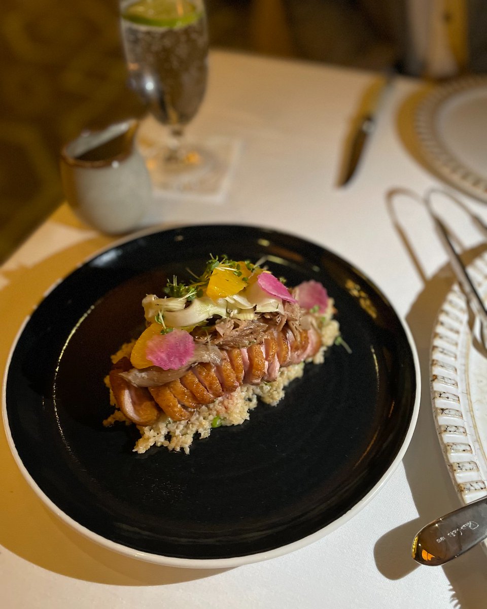 Our unbelievably tender Maple Leaf Farm Duck features creamy bulgur wheat, fennel and orange for the perfect blend of bright winter flavors. #HarrimansGrill